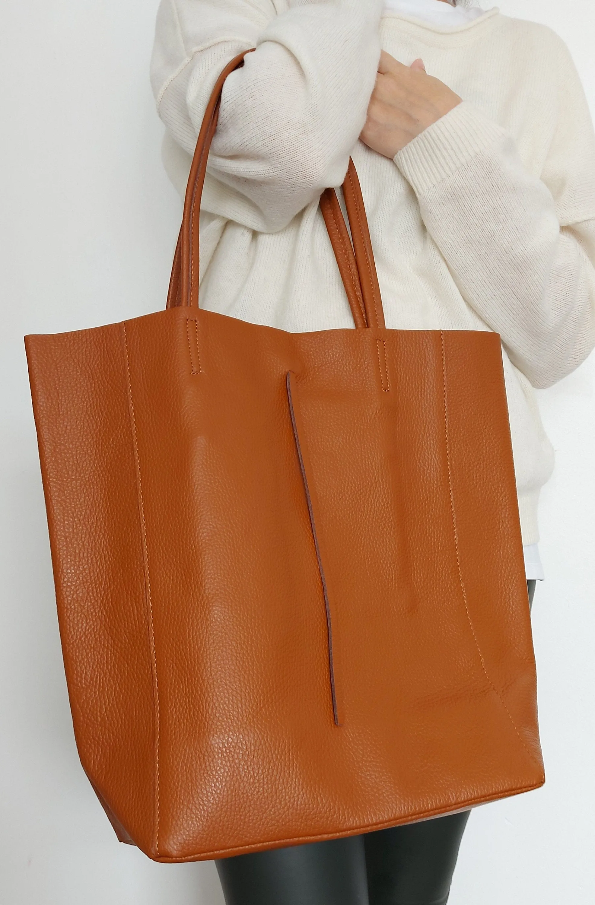 Blush Genuine Leather Shopper Bag Large Leather Tote Bag