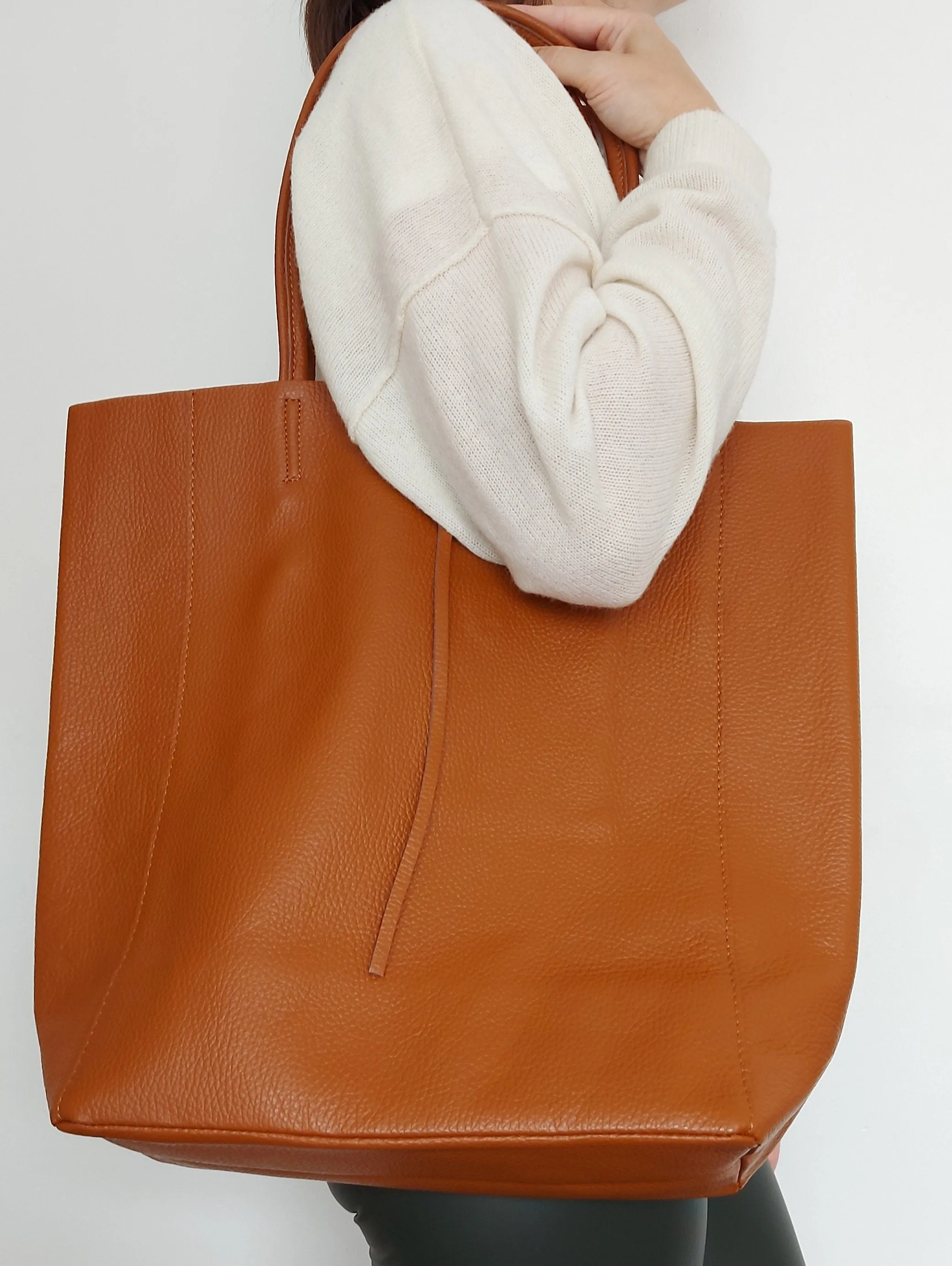 Blush Genuine Leather Shopper Bag Large Leather Tote Bag