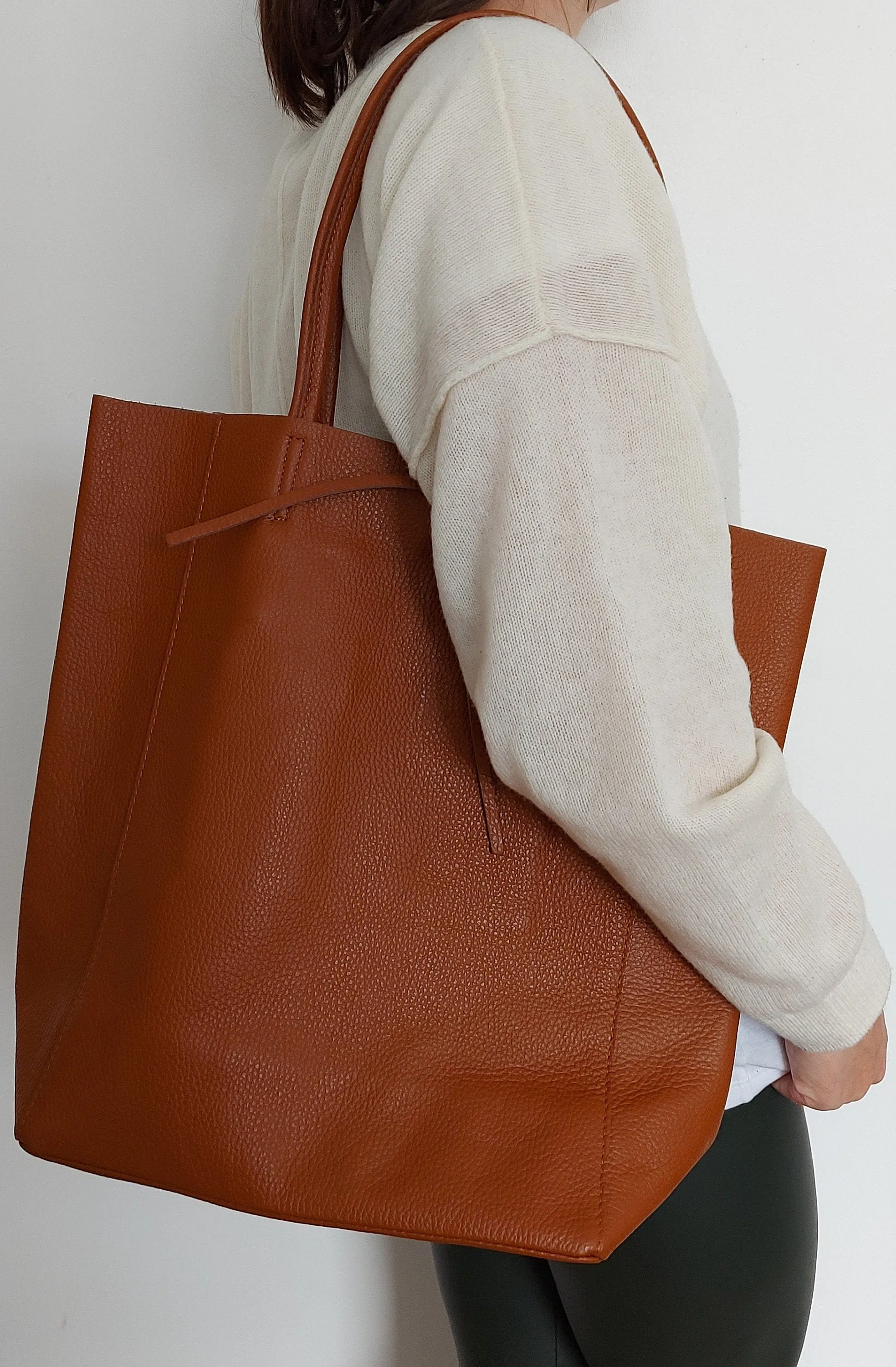 Blush Genuine Leather Shopper Bag Large Leather Tote Bag