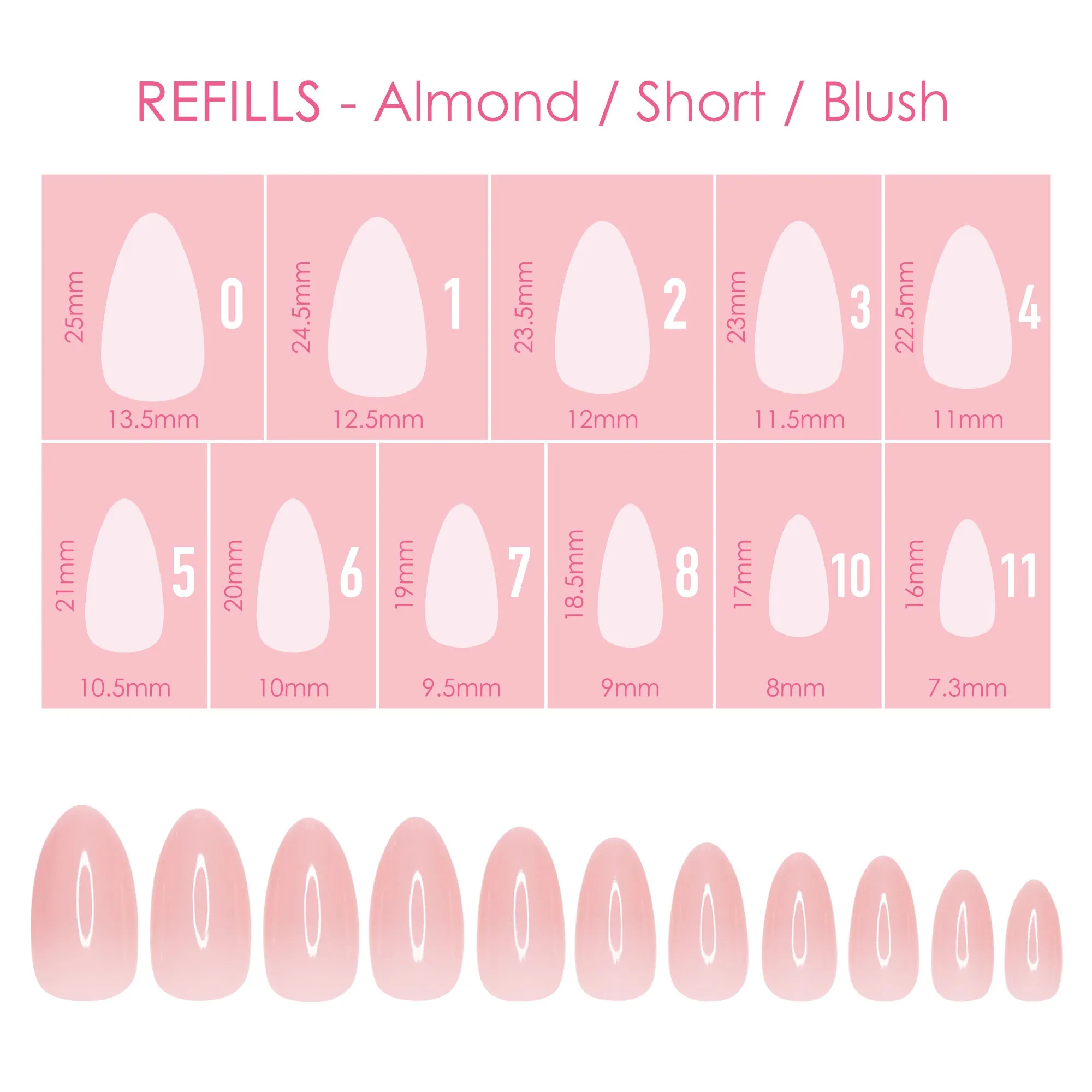 Charme Gel Extension Tips Refill / Almond / Short / Blush