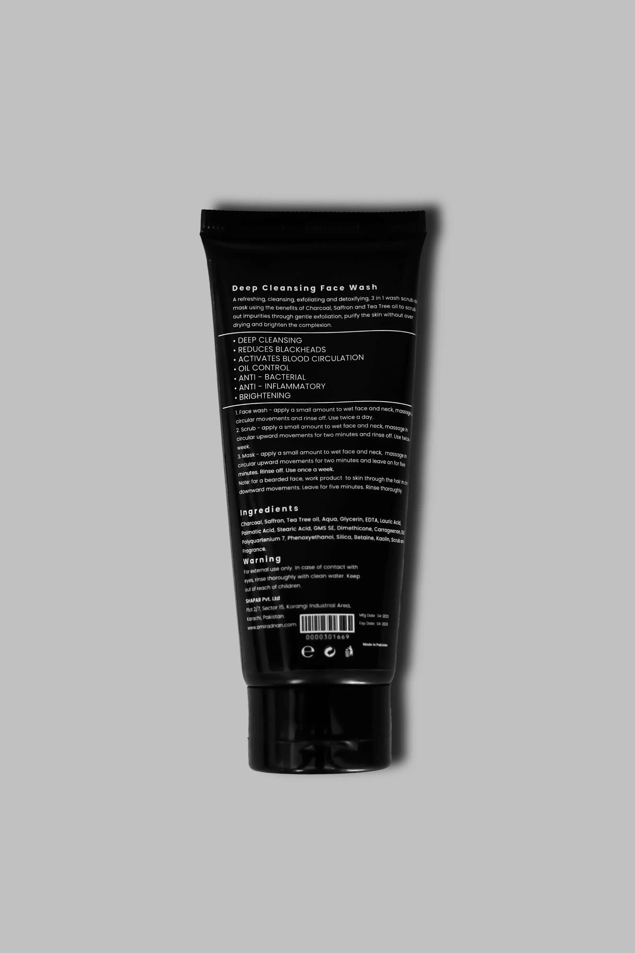 Deep Cleansing Face Wash with Charcoal   Tea Tree Oil