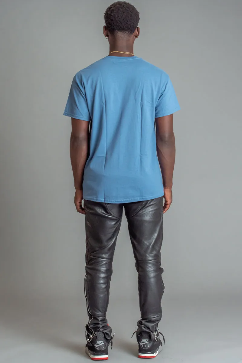 GUYS BLUE N WHITE SPRAY TEE