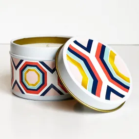 Hexagon Blush and Blue Mid Century Modern Travel Candle