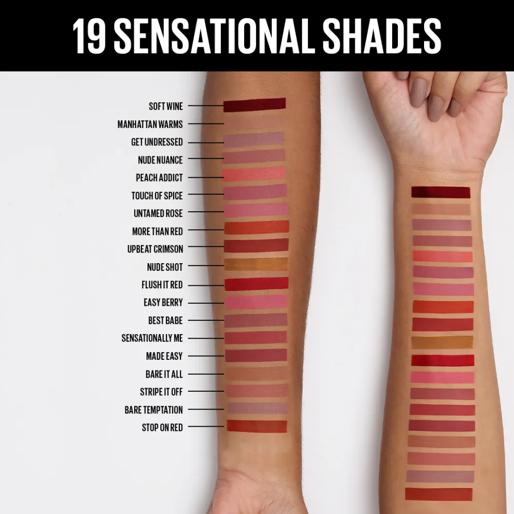 Maybelline New York Sensational Liquid Matte Lipstick, 17 Stop On Red, 7ml - Liquid Lipstick Shades Delivering Intense Matte Color Effect
