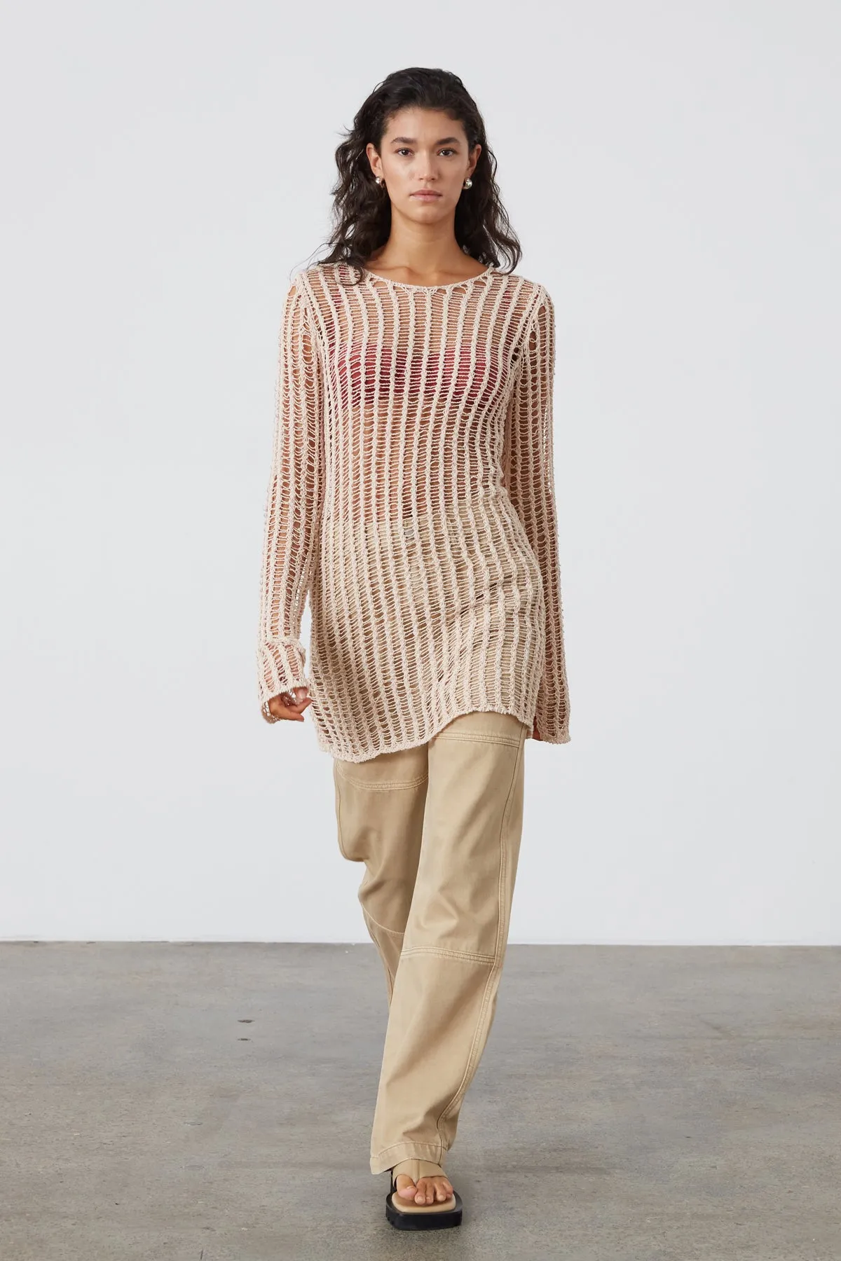 Natural Lattice Knit Dress