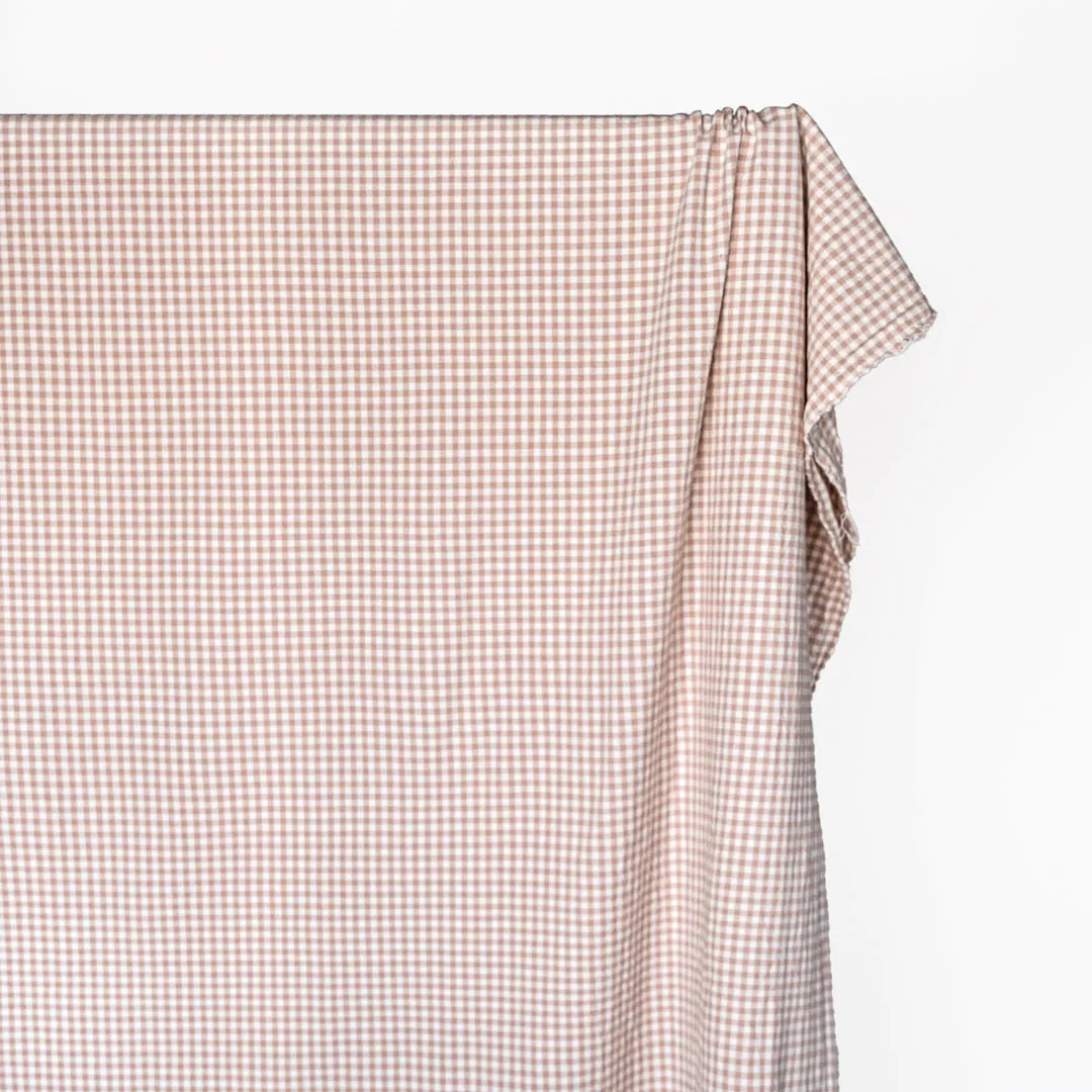 Remnant - 1.4m - Mini Gingham Rustic Organic Cotton - Blush