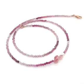 Rose Gold Pink Spinel, Strawberry Quartz , and Freshwater Pearl Necklace