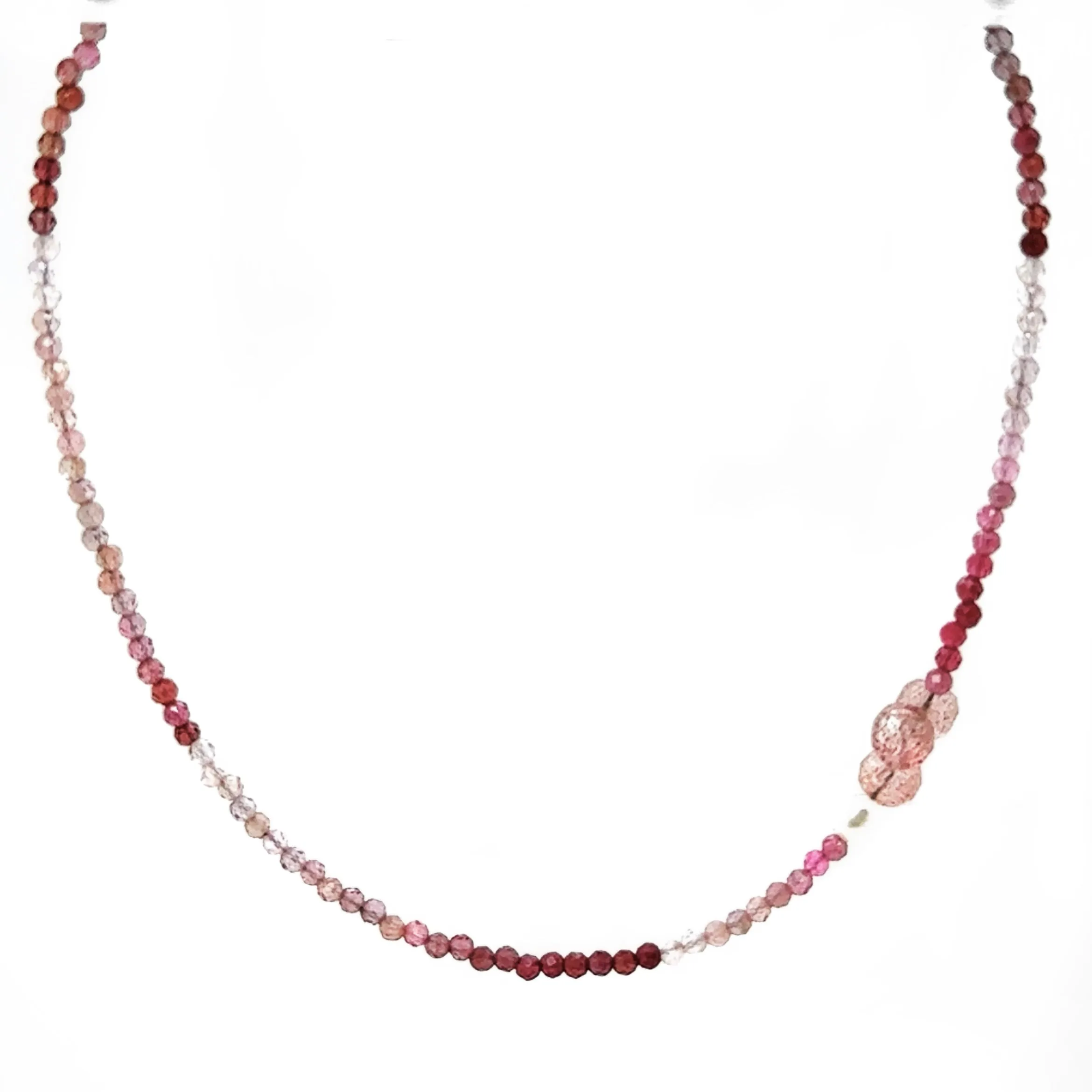 Rose Gold Pink Spinel, Strawberry Quartz , and Freshwater Pearl Necklace